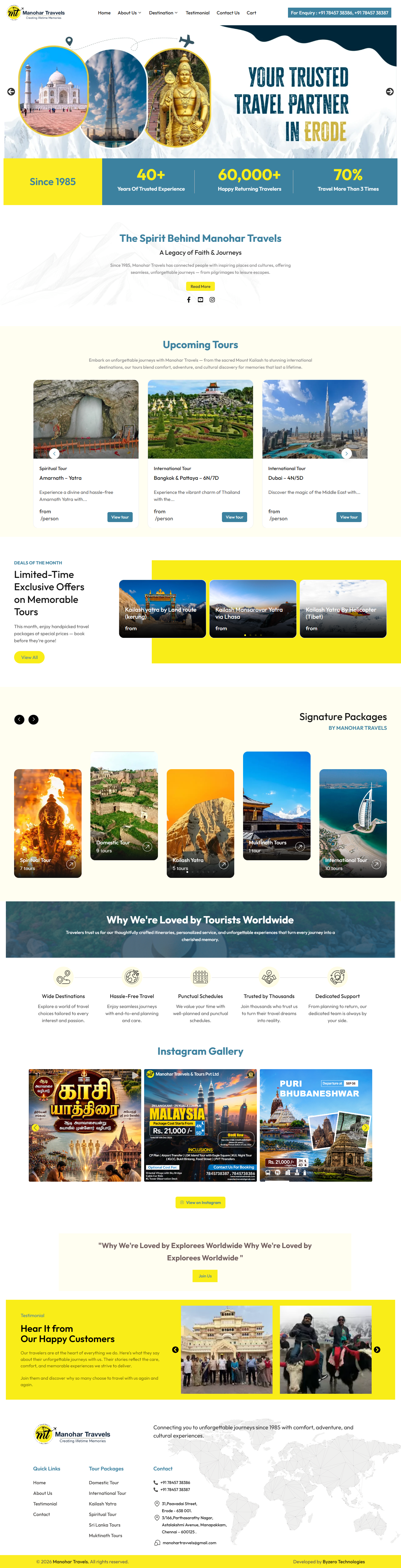 Manohar Travels website hero